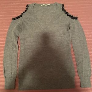 Trina Turk Cut Off Shoulder Sweater 100% Merino Wool - S